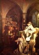 Картина Джозефа Райта &quot;Алхимик, открывающий фосфор&quot; (1771. Холст, масло). Музей и художественная галерея Дерби, Великобритания.