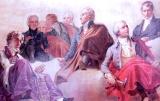 СОССЮР Орас Бенедикт де (справа). Фреска Abel de PUJOL в l'Hôtel Vendôme. Источник: http://www.annales.org/archives/x/saussure.html