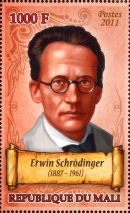 Марка с изображением Шредингера