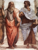 Аристотель. (справа). Фреска Рафаэля