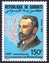 Марка, посвященная П. Кюри